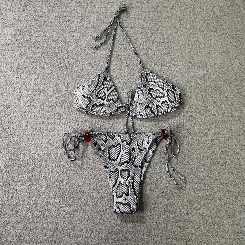 Unbranded Bikini Set Snakeskin S Black White Animal Print Baddie Y2K Summer